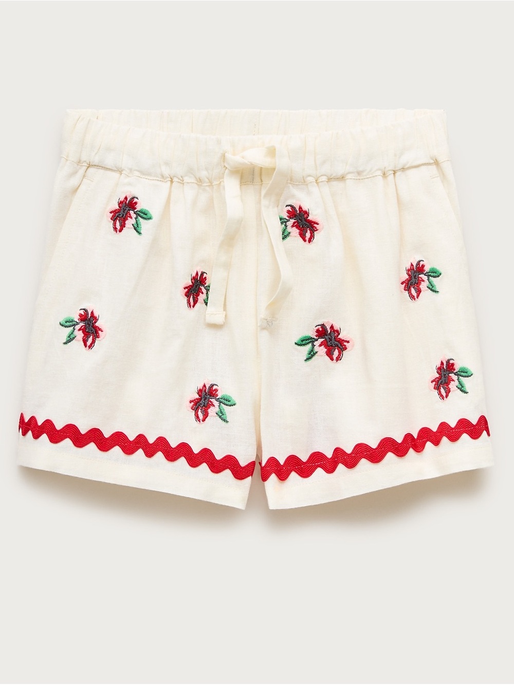 J.Crew Girls' embroidered flower short in linen blend size 8 NWT